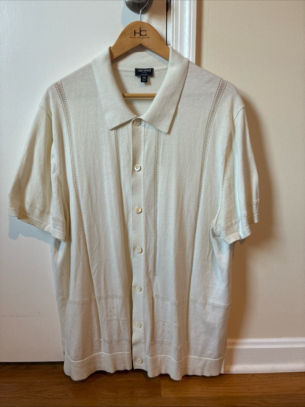 Todd Snyder silk-cotton full-placket sweater polo,  cream size XXL